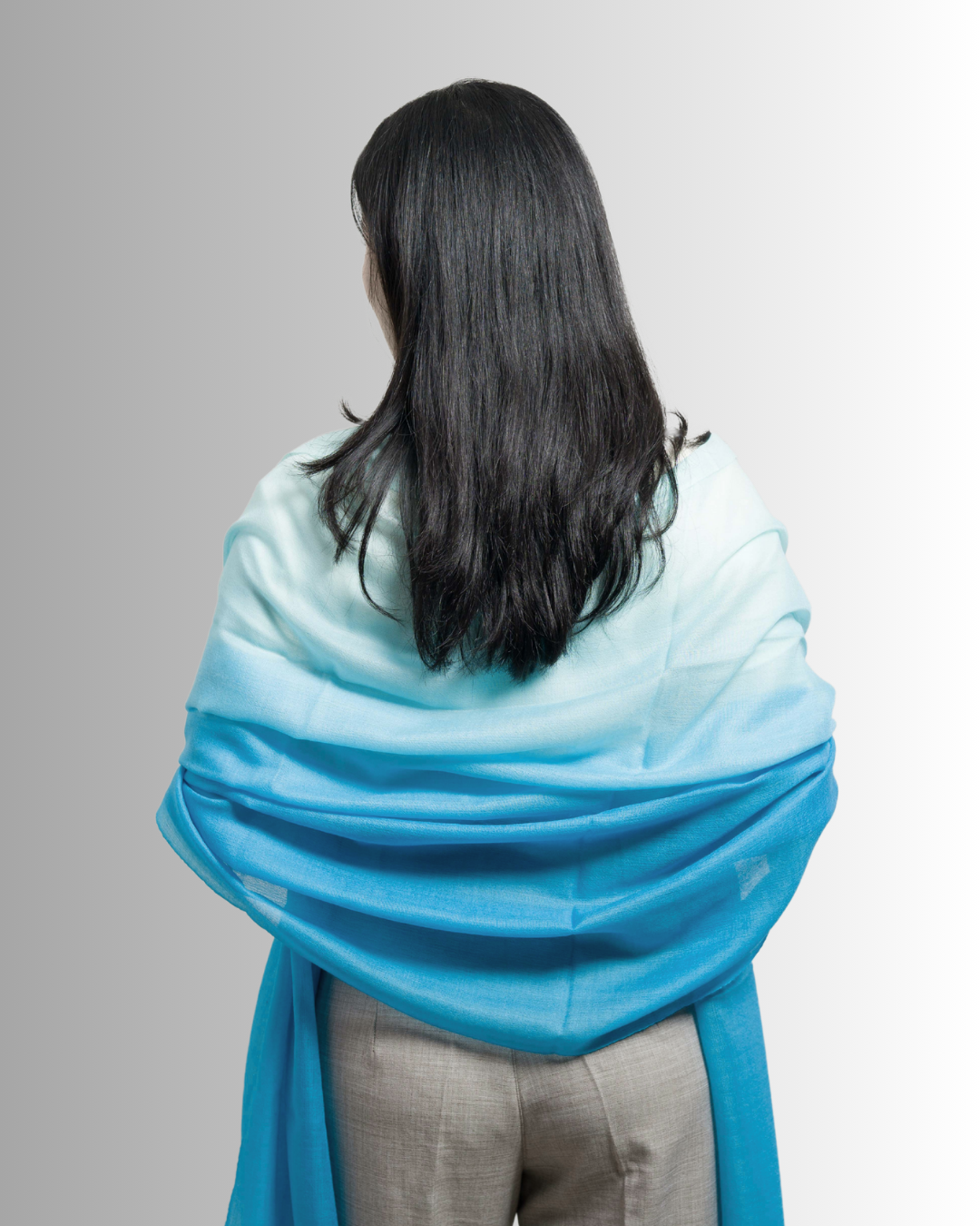 Mint ,Light Blue & White  Ombre - Himalaya Pashmina